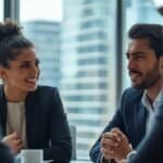 Create An Image With Investors Woman And Man That Are Looking At Each Others Each Thinking That Is Rights And The Other Is Wrong 150x150